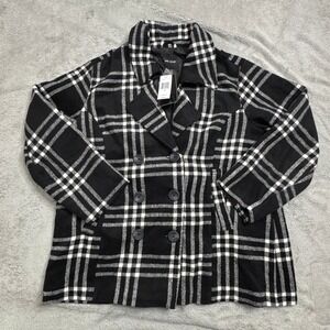 NWT Me Jane Plaid Flannel Double Breasted Pea Coat Womens BRAND NEW‎ 2X